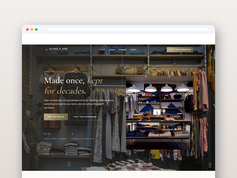 Timber Furniture interface design