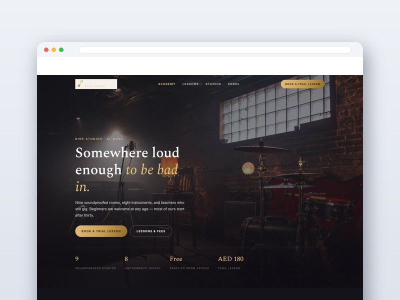 Music Academy interface design