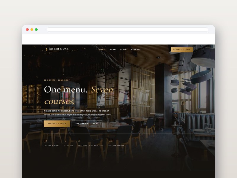 Fine Dining Restaurant interface design