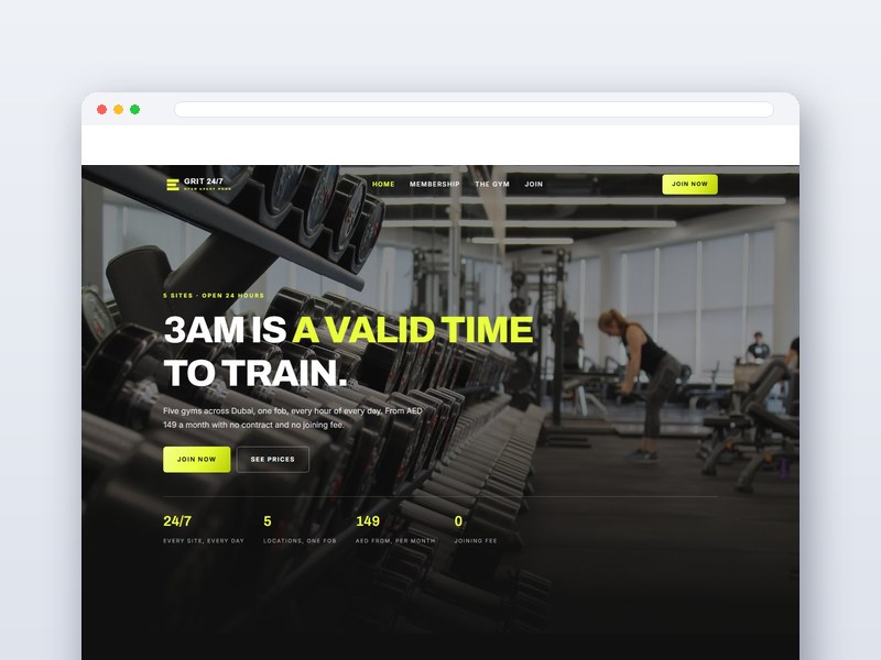 24-Hour Gym Chain interface design