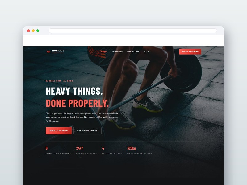 Barbell Gym interface design