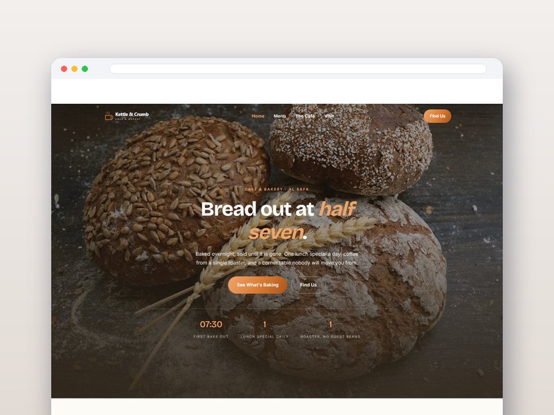 Café & Bakery interface design