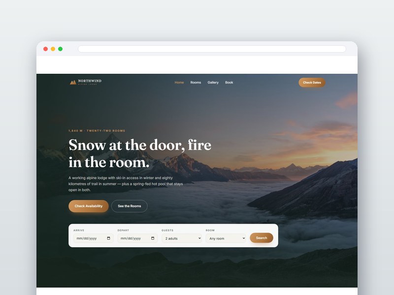 Alpine Lodge interface design