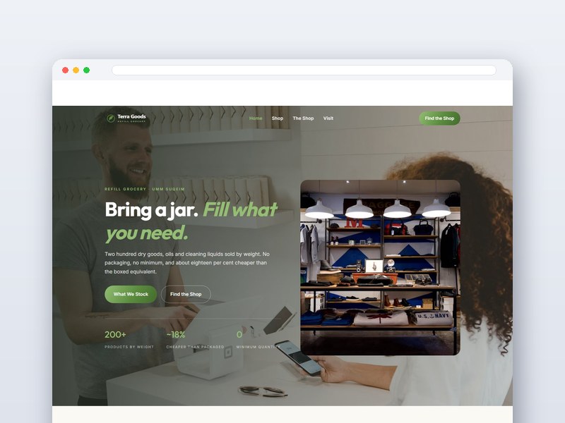 Refill Grocery interface design
