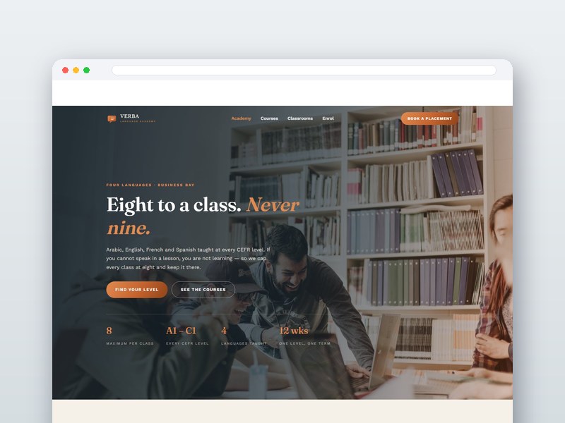 Language Academy interface design