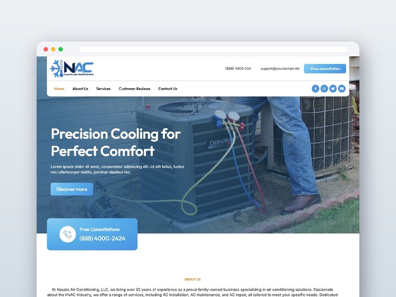 NAC Air Conditioning website design