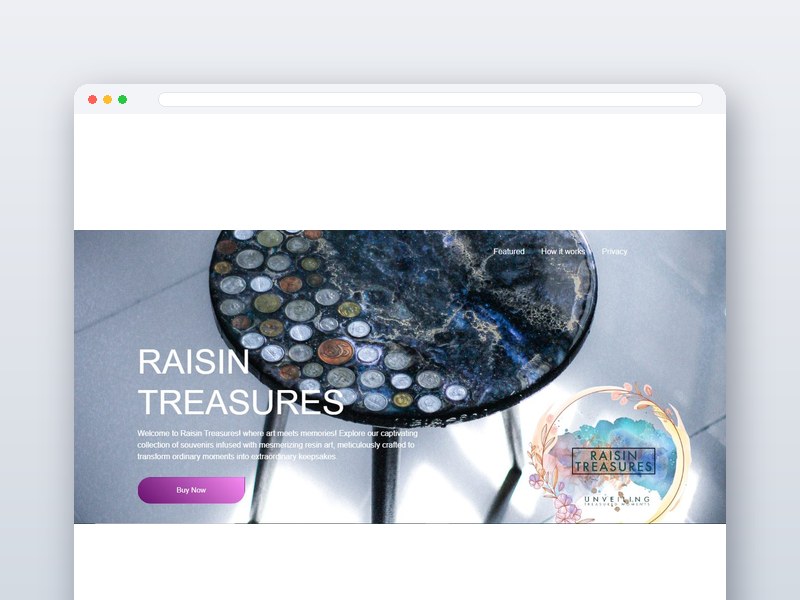 Raisin Treasures website design