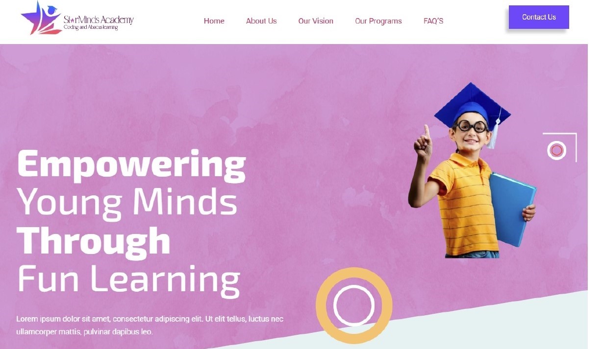 Education academy website design
